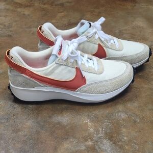 NWOT Nike Women's Orange and Off-white Sneakers, Size 7.5
